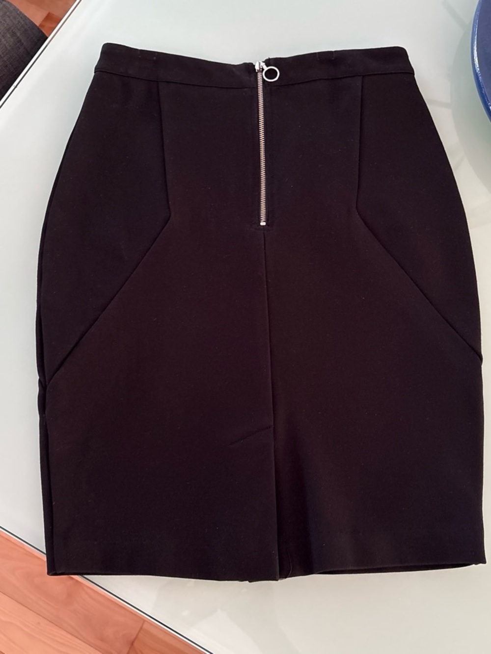 Simons Black Pencil Skirt with Front Ring Zip